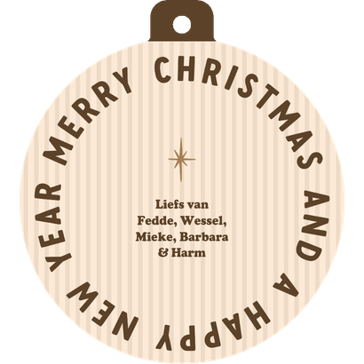 Bruine foto kerstbalkaart met streepjes, sterren Achterkant