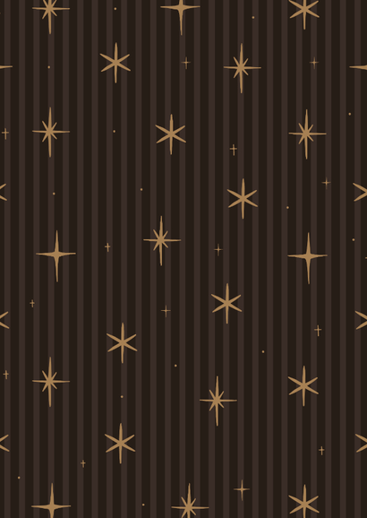 Bruine foto nieuwjaarskaart met sterren en goudfolie Achterkant