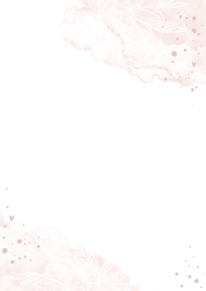 Communiekaart lief gouden bloemen met roze waterverf Achterkant