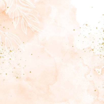 Communiekaart lief roze waterverf met blaadjes Achterkant