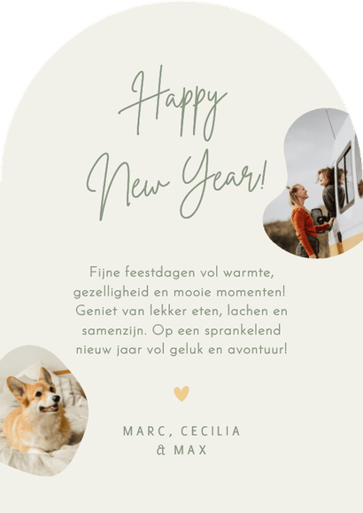 Eenvoudige minimalistische nieuwjaarskaart 2027 in boogvorm Achterkant