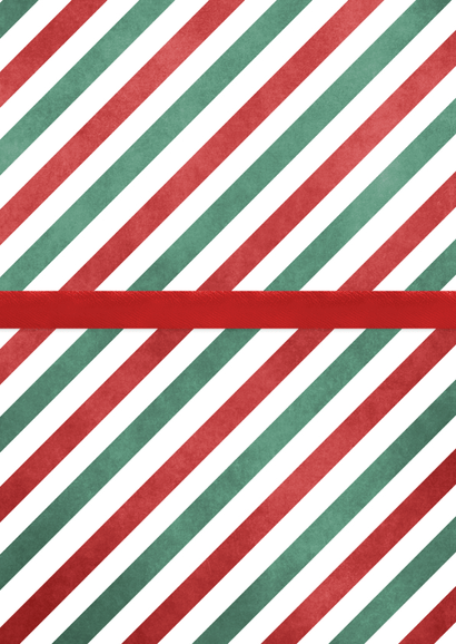 Feestelijke rood groene kerstdiner uitnodiging met strik Achterkant