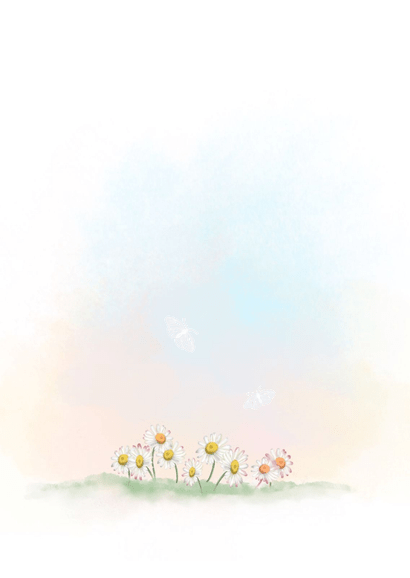 Geboortekaart olifantje met vlindertjes Achterkant