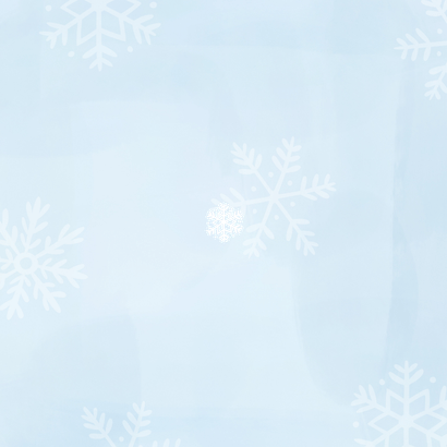 Geboortekaartje blauw met sneeuwvlokjes winter Achterkant