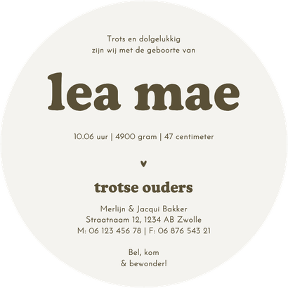 Geboortekaartje cirkel met groen ruitjespatroon Achterkant