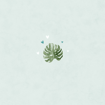 Geboortekaartje dino triceratops waterverf jungle dieren Achterkant