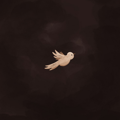 Geboortekaartje donkerroze met takjes en duiven Achterkant