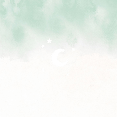 Geboortekaartje draakje waterverf sterren groen goud Achterkant