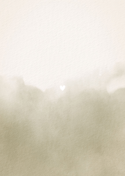 Geboortekaartje groen minimalistisch waterverf goud hartje Achterkant