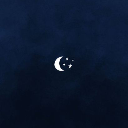 Geboortekaartje jongen met foliedruk sterren en maantje Achterkant