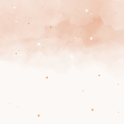 Geboortekaartje met lief vosje en een roze ballon Achterkant