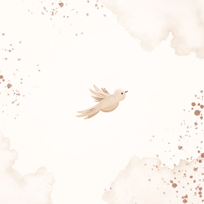 Geboortekaartje met takjes en duiven Achterkant