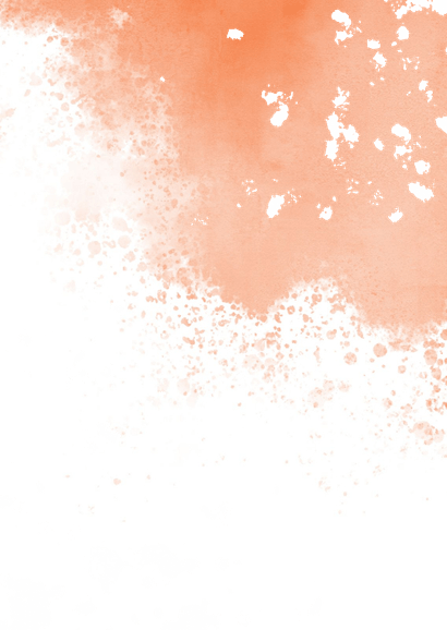 Geboortekaartje spetters goud met zalmroze waterverf Achterkant