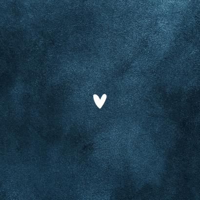 Geboortekaartje stijlvol blauw goud hartje Achterkant