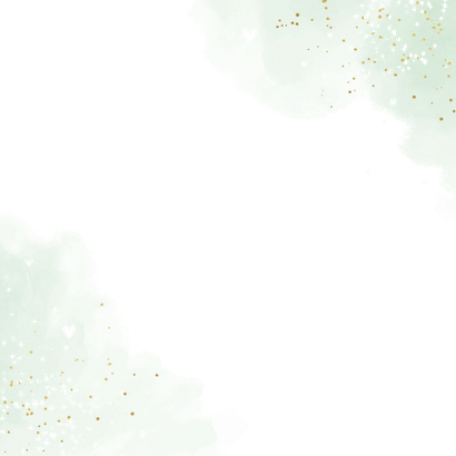 Geboortekaartje tijgertje waterverf groen goud hartjes Achterkant
