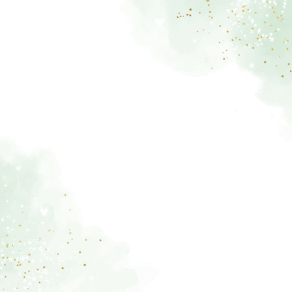 Geboortekaartje tijgertje waterverf groen goud hartjes Achterkant