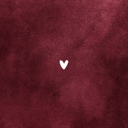 Geboortekaartje velvet look robijn rood hartje goud Achterkant