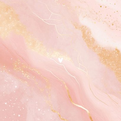 Geboortekaartje vierkant roze marmer met goud meisje Achterkant