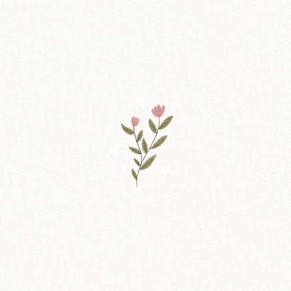 Geboortekaartje voor zusje met beertjes, plantjes & hartjes Achterkant