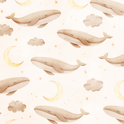 Geboortekaartje walvis patroon met maatjes en sterren Achterkant