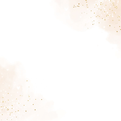 Geboortekaartje waterverf tijgertje hartjes goud zand Achterkant