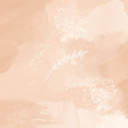 Geboortekaartje waterverf zalmroze stijlvol minimalistisch Achterkant