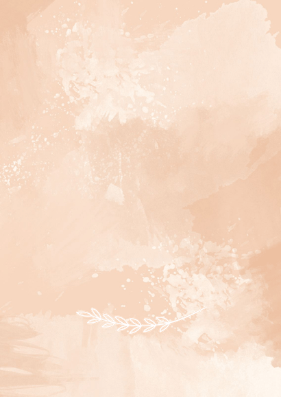 Geboortekaartje zalmroze waterverf stijlvol minimalistisch Achterkant