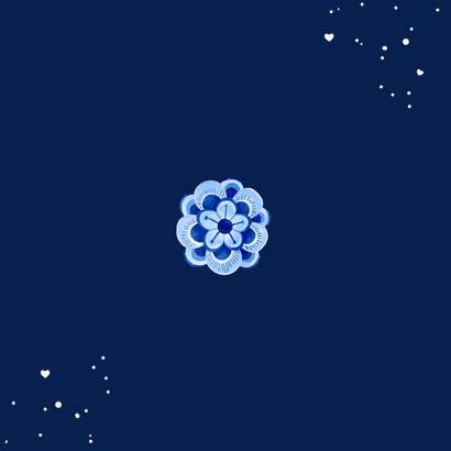 Geregistreerd partnerschap Delfts blauw donker bloemen Achterkant