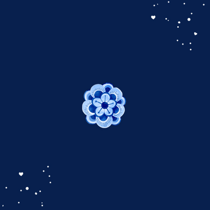 Geregistreerd partnerschap Delfts blauw donker bloemen  Achterkant