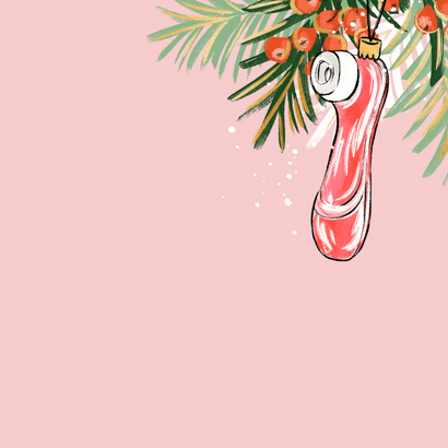 Grappige kerstkaart 'hoogtepunten' satisfyer botanisch foto Achterkant