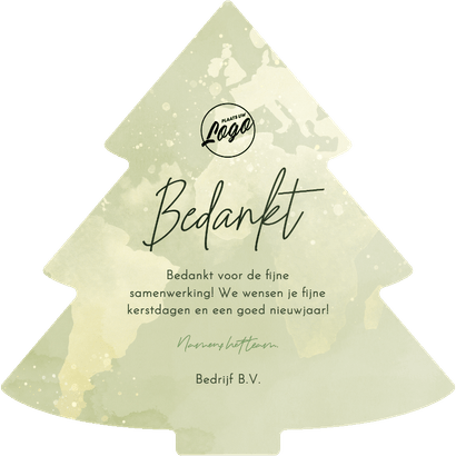 Groene kerstboom kaart met gouden wereldkaart  Achterkant