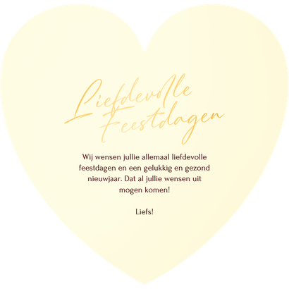 Hartvorm kerstkaart met geschilderd hart liefdevolle kerst Achterkant