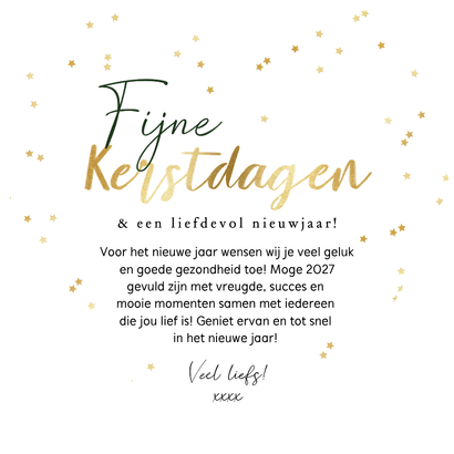 Hartvormige kerstkaart watercolor kerstbomen foto goud Achterkant