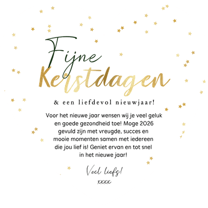 Hartvormige kerstkaart watercolor kerstbomen foto goud Achterkant
