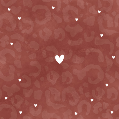 Hip geboortekaartje meisje met panterprint en gouden hartjes Achterkant