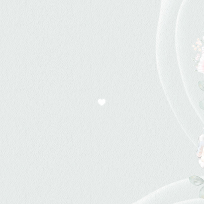 Jubileumkaart met bruidsbloemen in pastel Achterkant