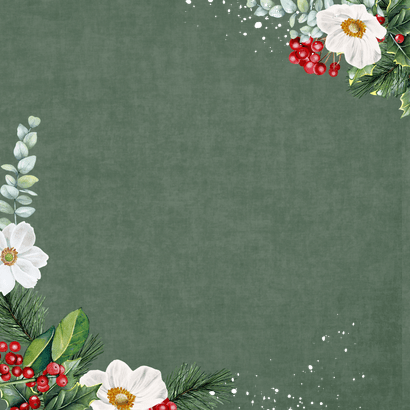 Jubileumkaart roodborstje botanische bloemen en takken Achterkant