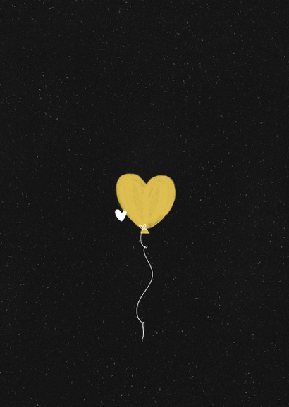 Jubileumkaart zwart met goud 50 jaar hartjes ballonnen Achterkant