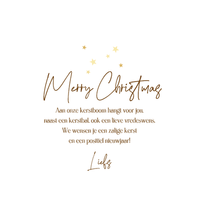 Kerstbal fotokaart glitter baby fotohanger Achterkant