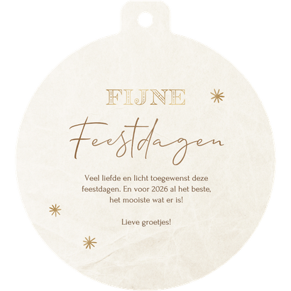 Kerstbal kerstkaart 2026 met marmeren bal Achterkant