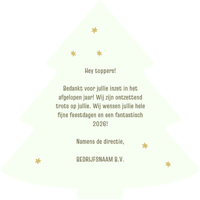 Kerstboom kaart zakelijk bedankt met kerstbomen en sterren Achterkant