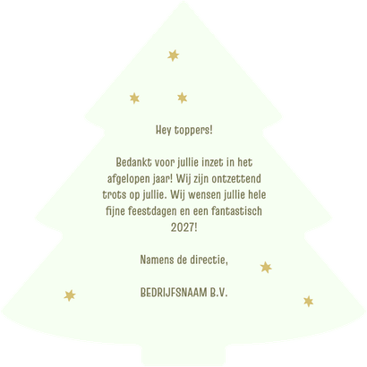 Kerstboom kaart zakelijk bedankt met kerstbomen en sterren Achterkant