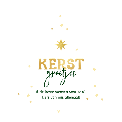 Kerstboom kerstkaart foto sterren liefdevolle kerst 2026 Achterkant