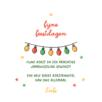 Kerstboom kerstkaart kerstlampjes fijne kerst gelukkig 2026 Achterkant