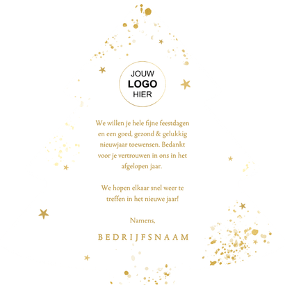 Kerstboom kerstkaart zakelijk beste wensen rode waterverf Achterkant