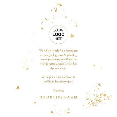 Kerstboom kerstkaart zakelijk beste wensen rode waterverf Achterkant