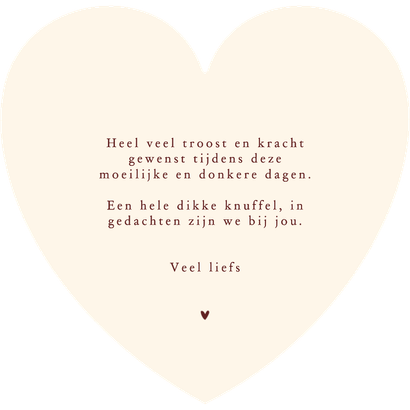 Kerstkaart dikke kerstknuffel in hartvorm donkerrood Achterkant