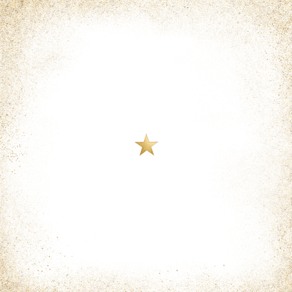 Kerstkaart grote foto gezellige kerst gouden rand Achterkant