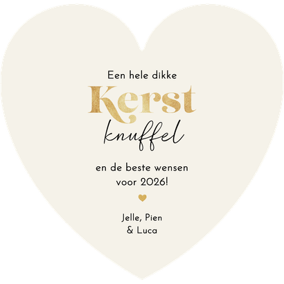 Kerstkaart hartvorm foto lichteffecten bokeh sprankelend Achterkant