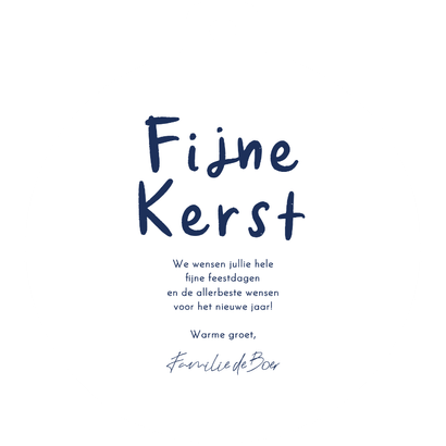 Kerstkaart in kerstbalvorm blauwe tekeningen fijne kerst Achterkant